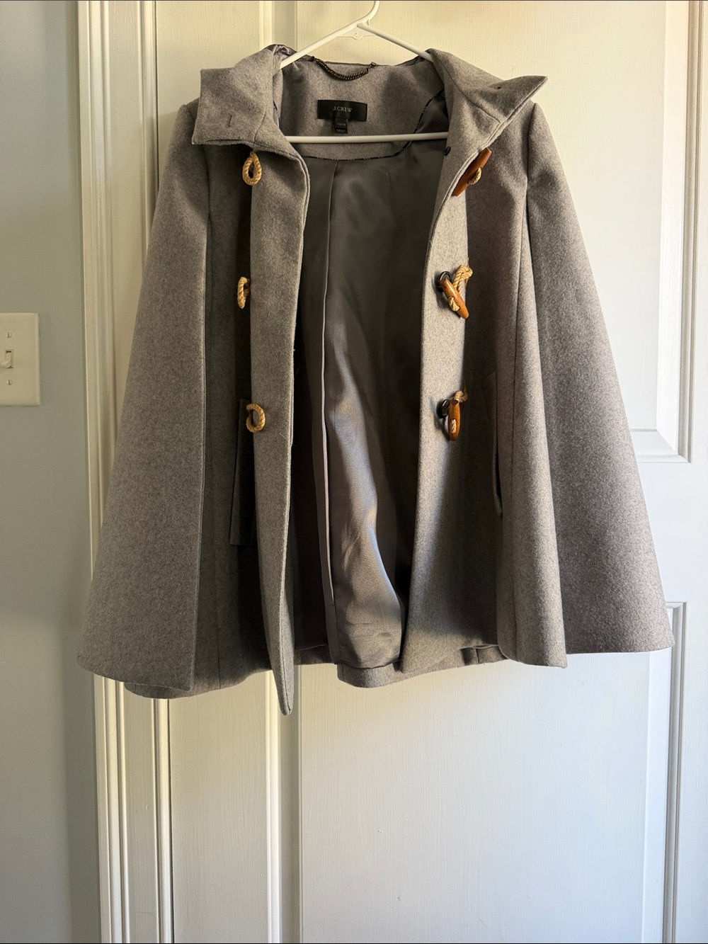 J. Crew Gray Wool Toggle Cape Coat